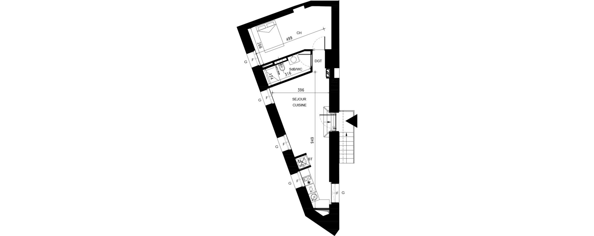 Appartement T2 de 45,80 m2 &agrave; Cahors Fenelon