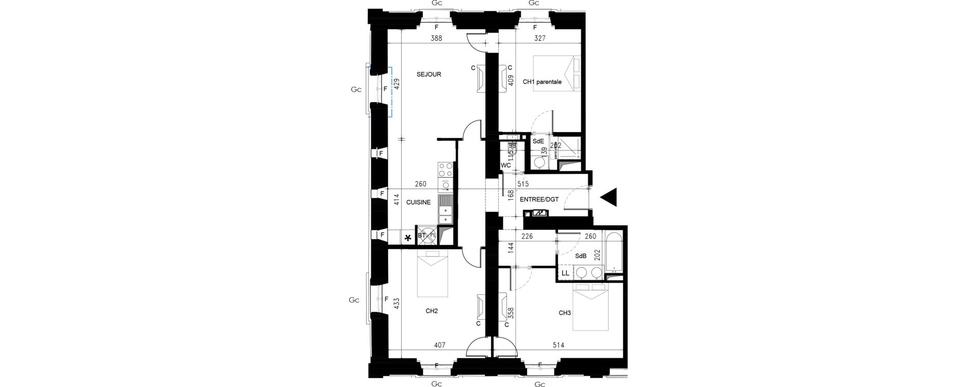 Appartement T4 de 96,50 m2 &agrave; Cahors Fenelon