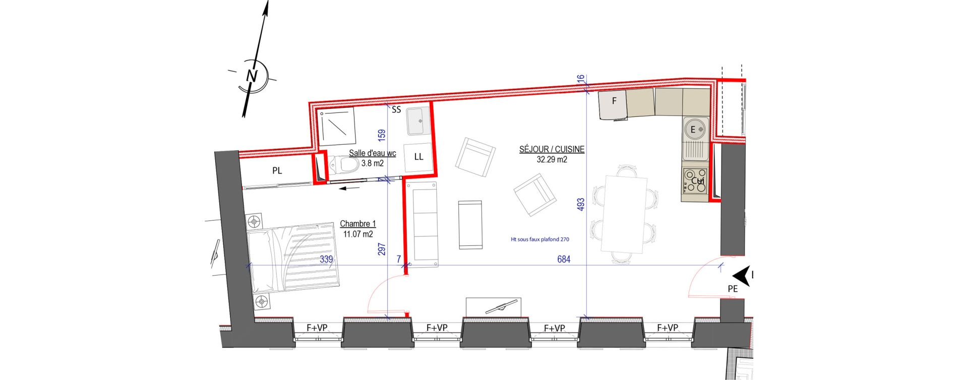 Appartement T2 de 47,29 m2 &agrave; Cahors Cahors fenelon