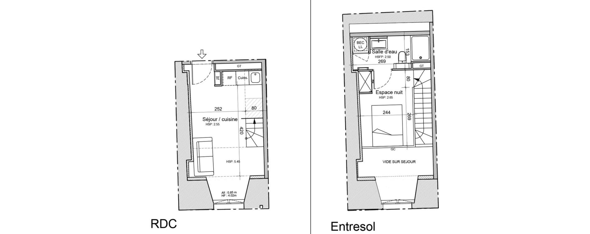 Duplex T1 de 28,30 m2 &agrave; Souillac Centre