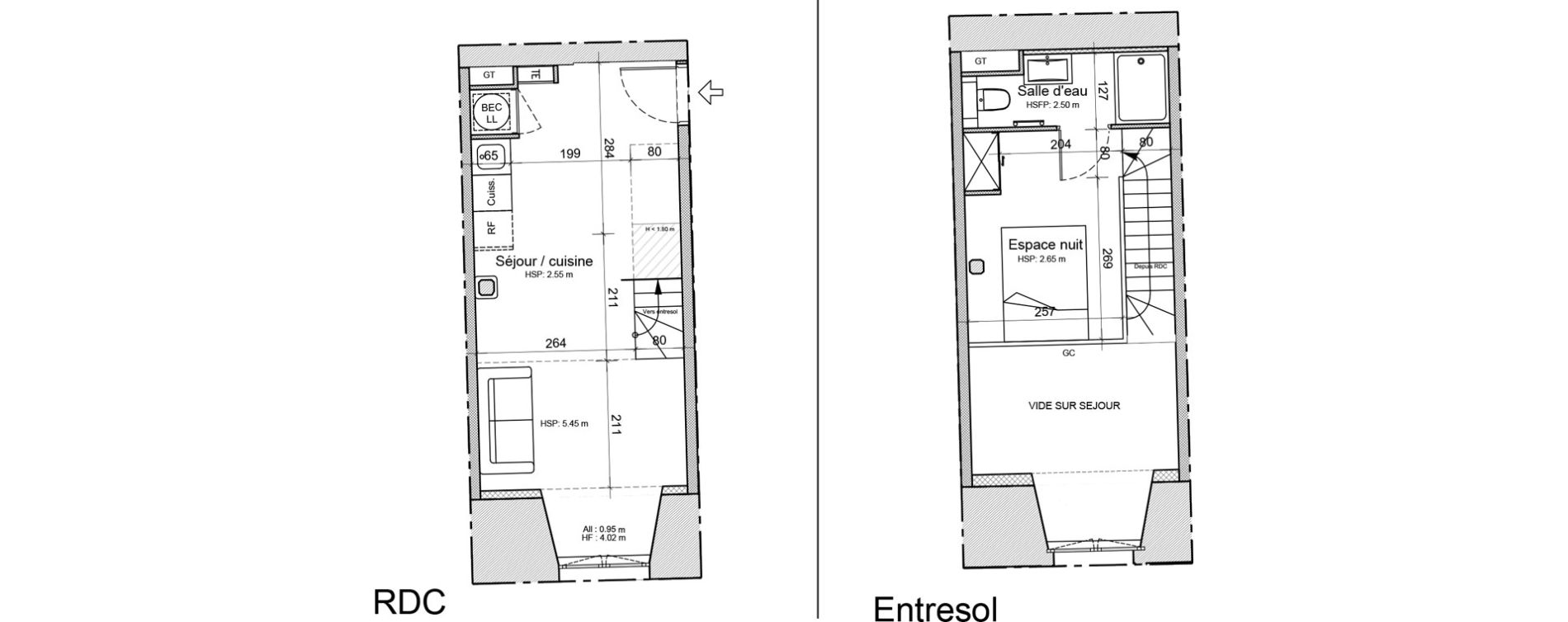 Duplex T1 de 34,60 m2 &agrave; Souillac Centre