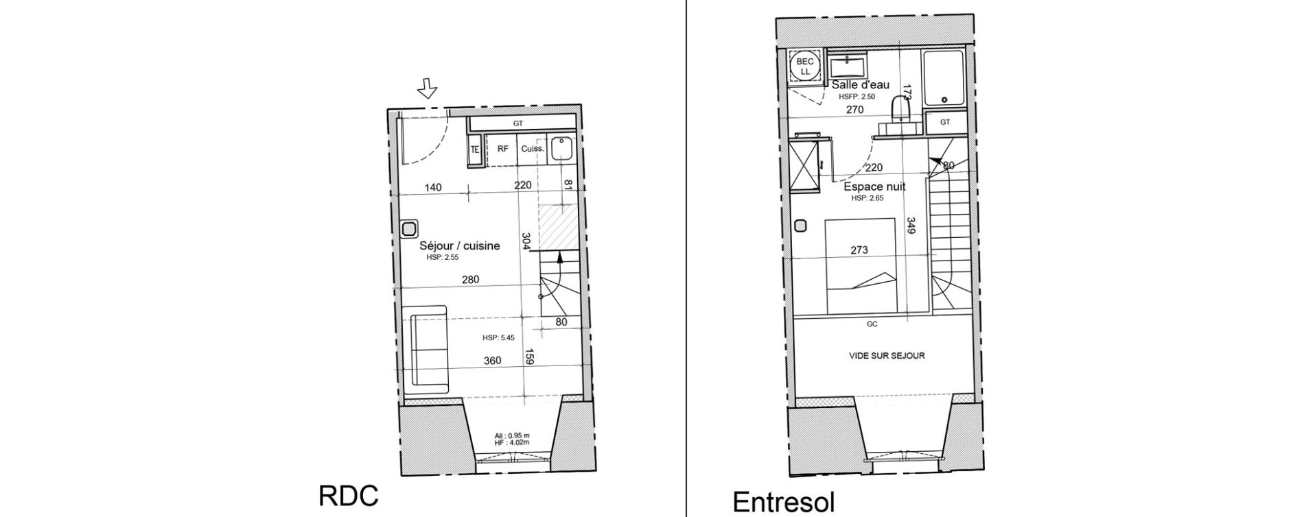 Duplex T1 de 32,80 m2 &agrave; Souillac Centre