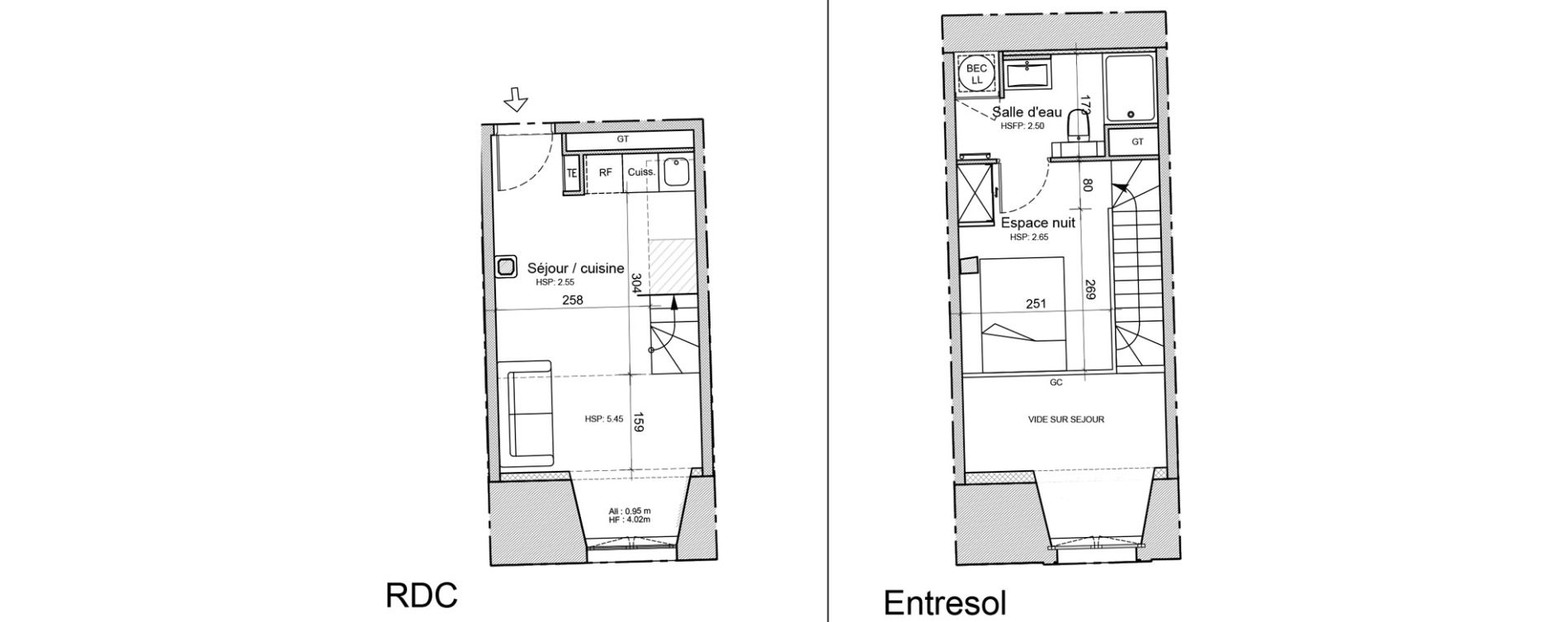 Duplex T1 de 30,40 m2 &agrave; Souillac Centre