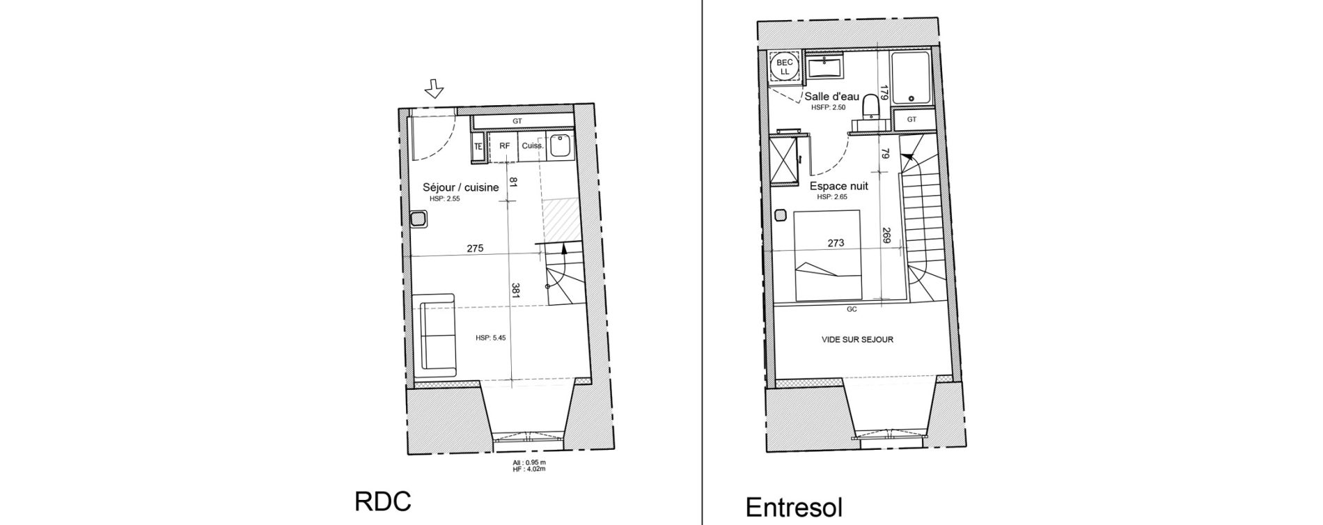 Duplex T1 de 32,80 m2 &agrave; Souillac Centre