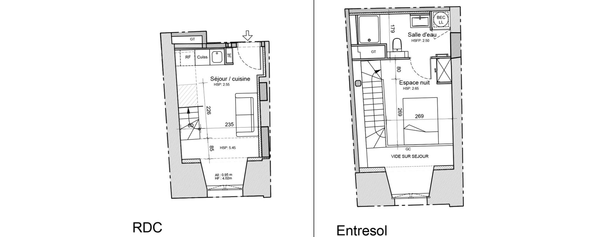 Duplex T1 de 28,70 m2 &agrave; Souillac Centre