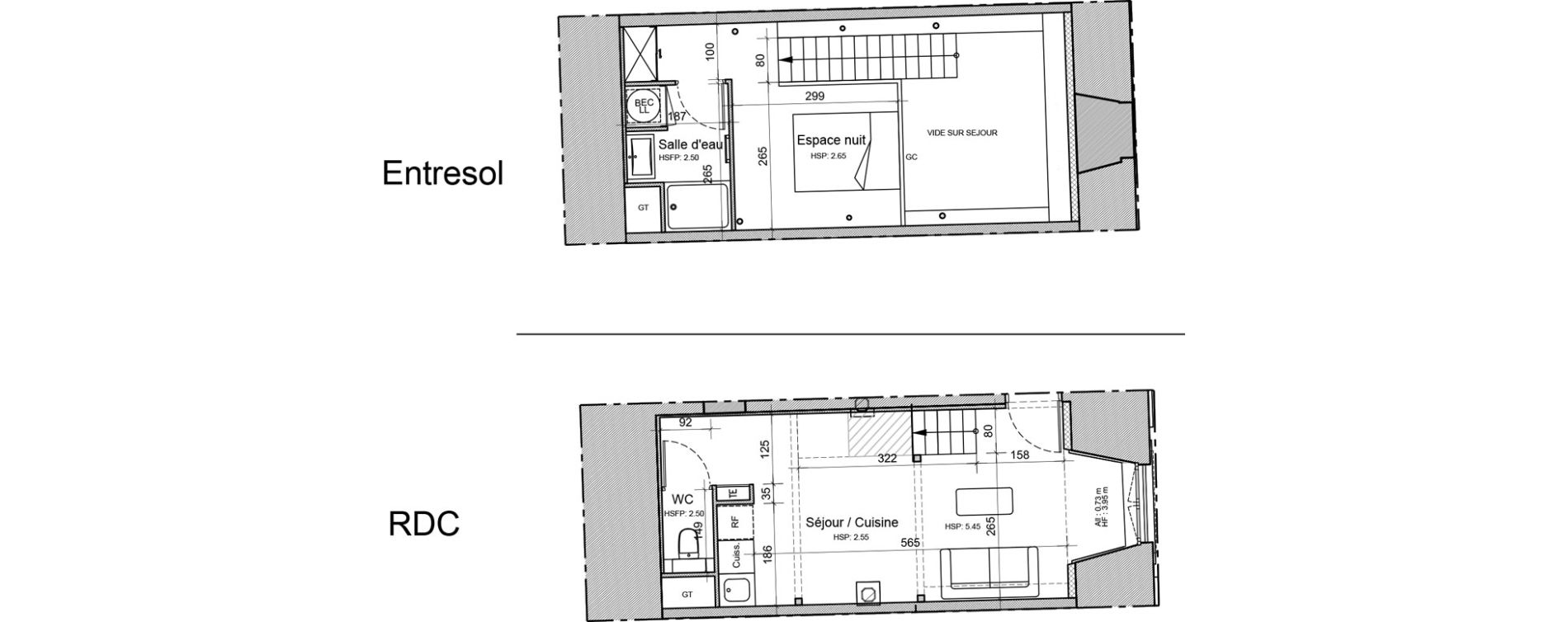 Duplex T1 de 37,30 m2 &agrave; Souillac Centre