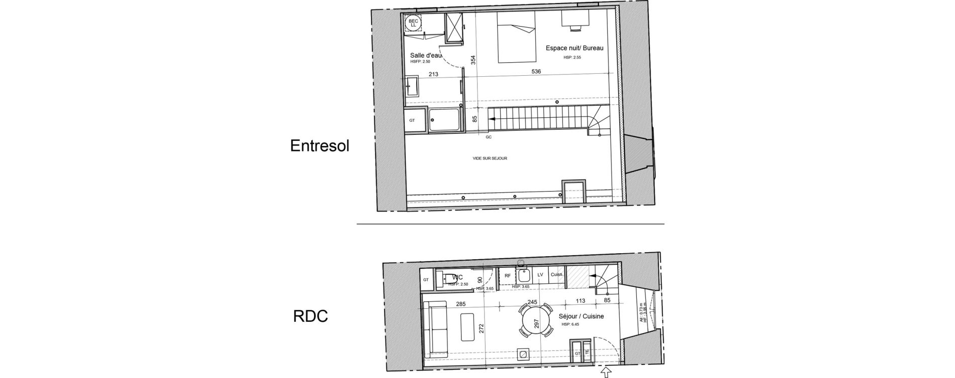 Duplex T1 de 51,30 m2 &agrave; Souillac Centre