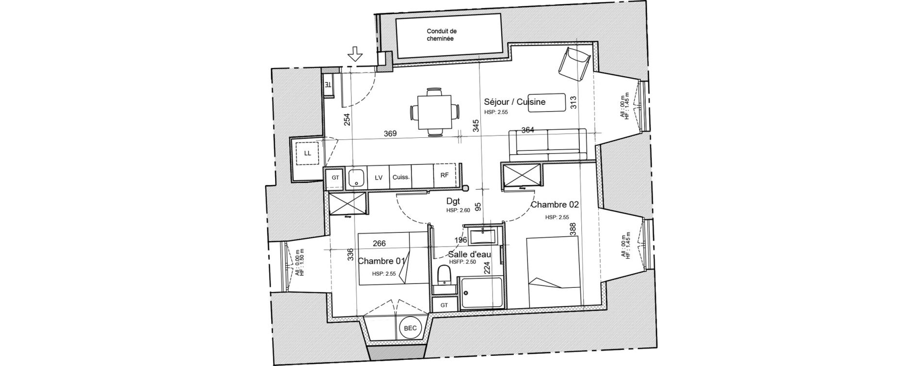 Appartement T3 de 50,10 m2 &agrave; Souillac Centre