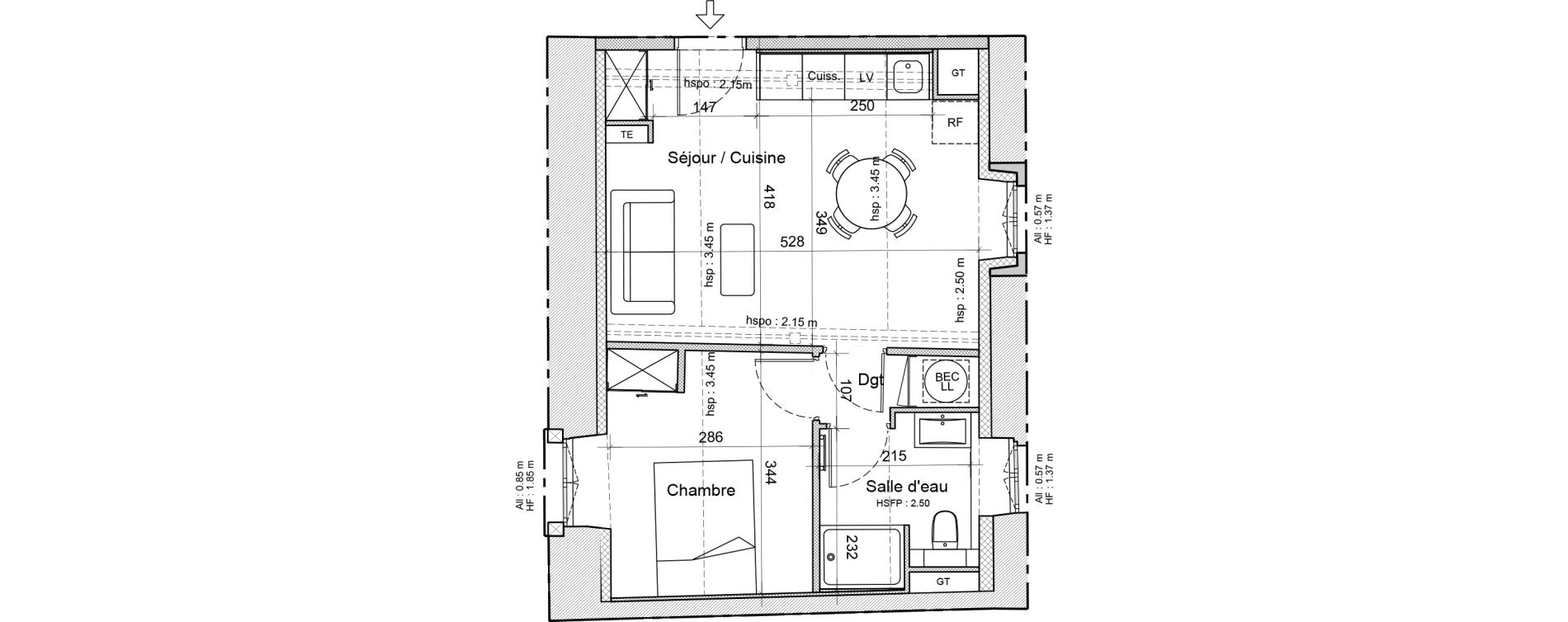 Appartement T2 de 38,70 m2 &agrave; Souillac Centre