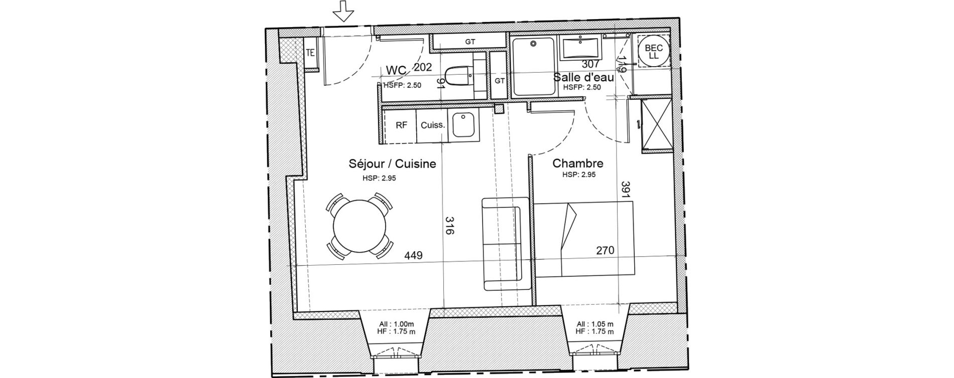 Appartement T2 de 35,10 m2 &agrave; Souillac Centre