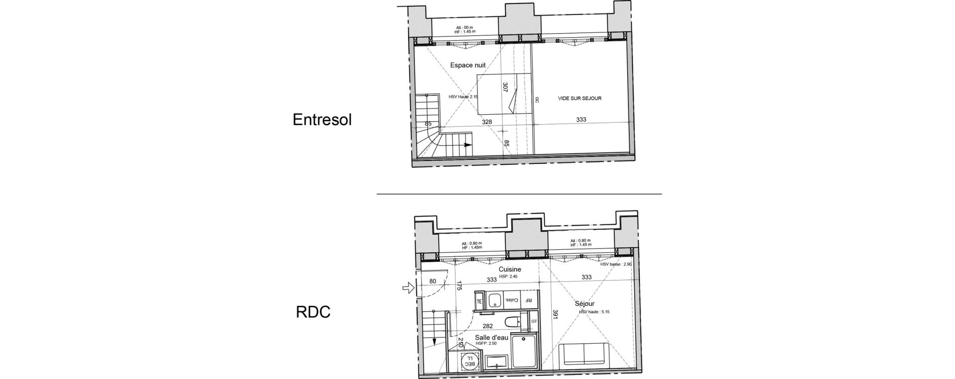 Duplex T1 de 39,30 m2 &agrave; Souillac Centre