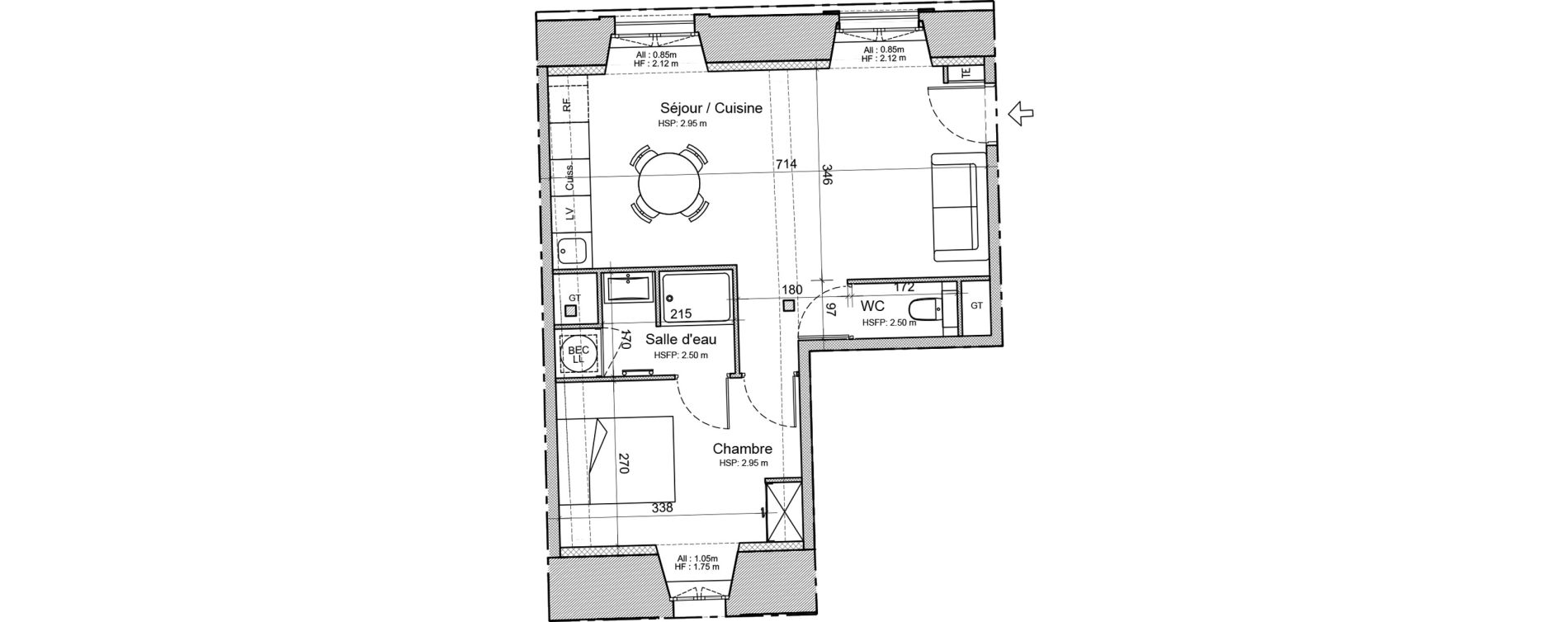 Appartement T2 de 42,50 m2 &agrave; Souillac Centre