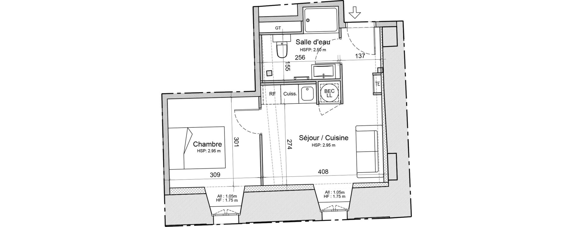 Appartement T2 de 30,60 m2 &agrave; Souillac Centre