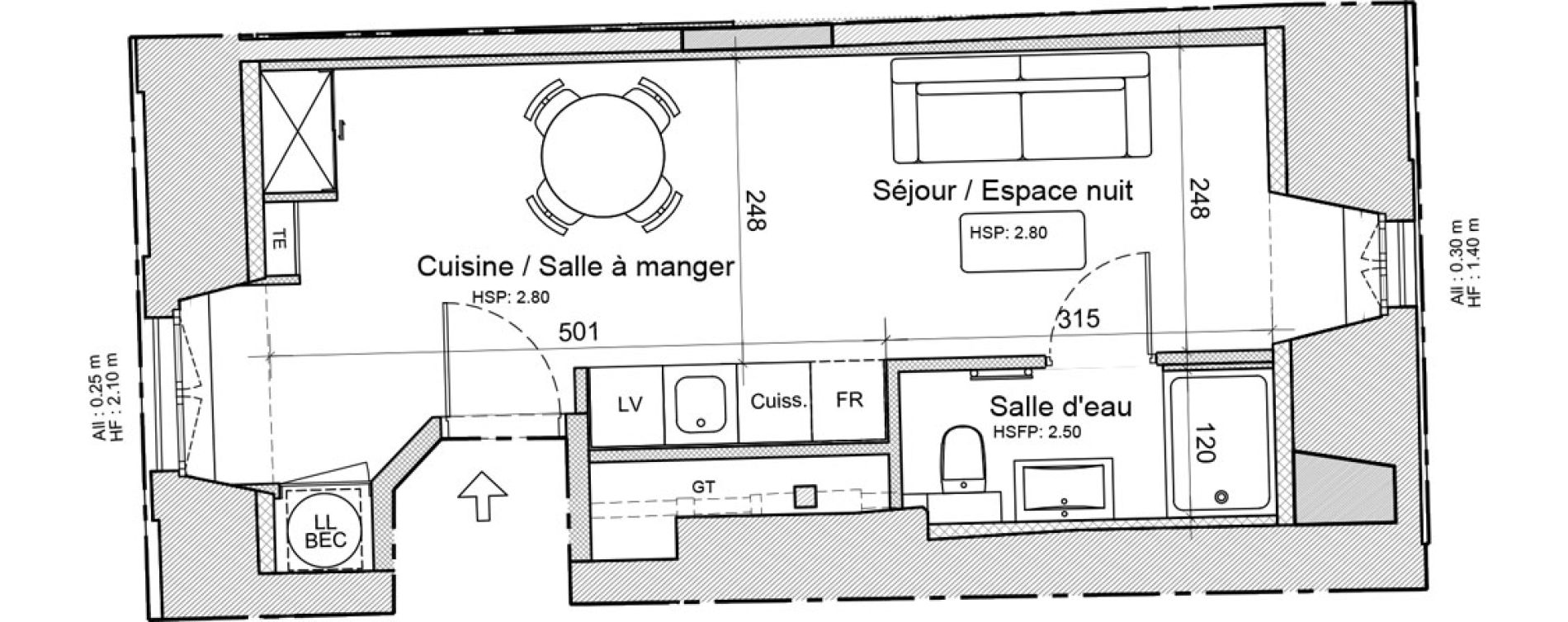 Appartement T1 de 27,80 m2 &agrave; Souillac Centre