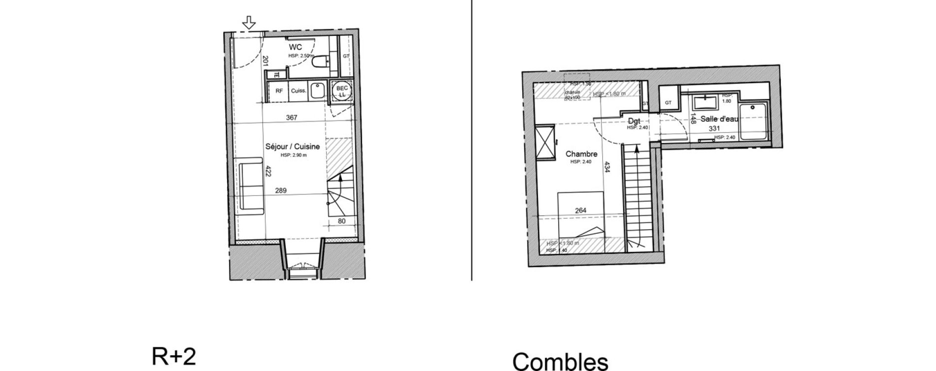 Duplex T2 de 37,30 m2 &agrave; Souillac Centre