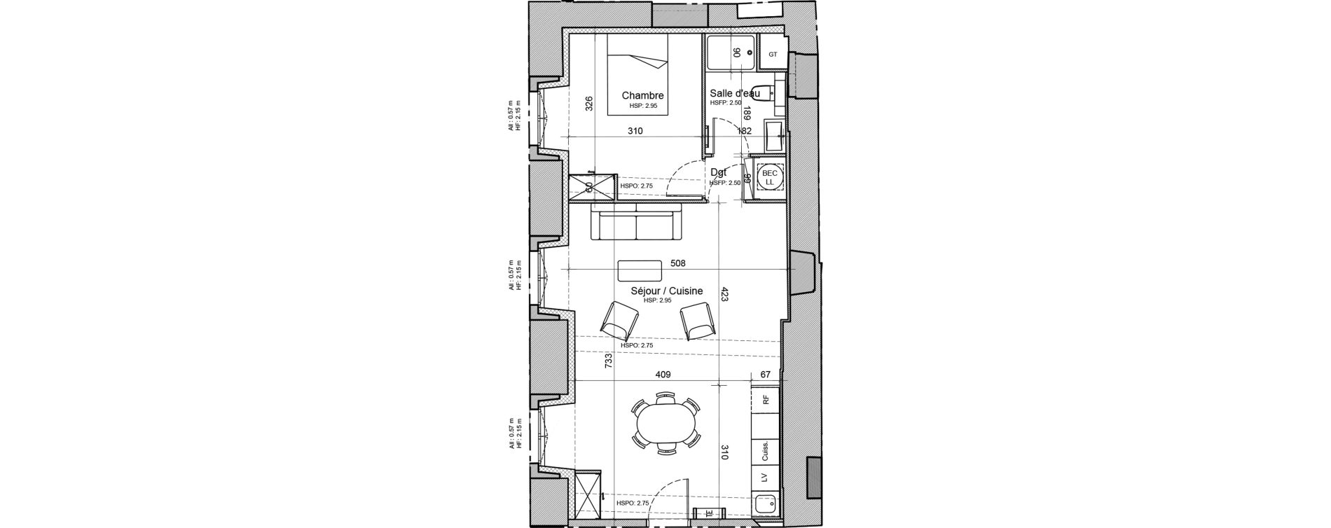 Appartement T2 de 53,90 m2 &agrave; Souillac Centre