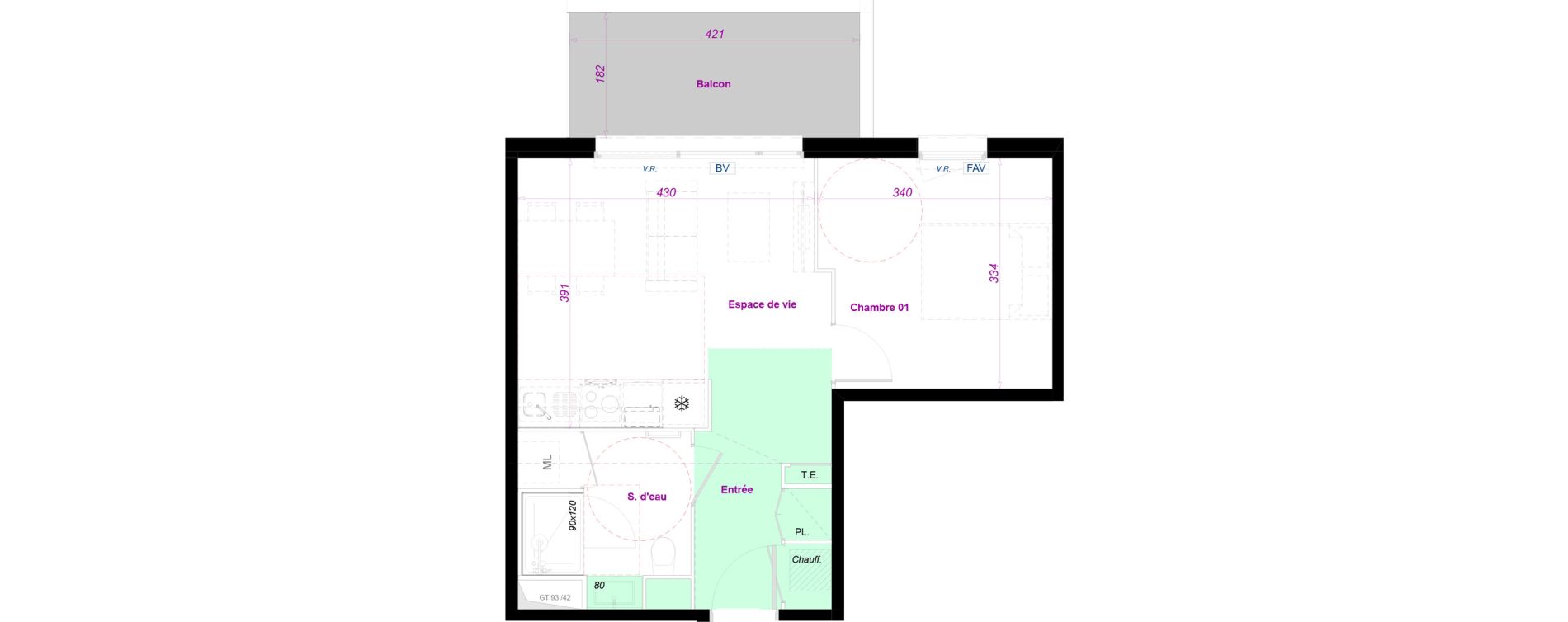 Appartement T2 de 39,79 m2 &agrave; Argel&egrave;s-Sur-Mer Centre
