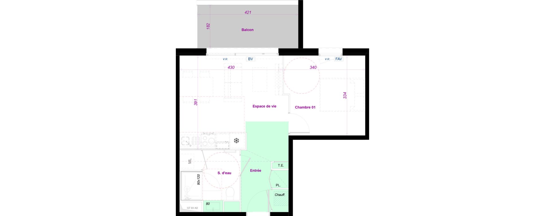 Appartement T2 de 39,78 m2 &agrave; Argel&egrave;s-Sur-Mer Centre