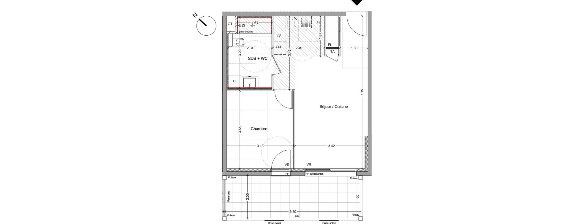 Appartement T2 de 45,04 m2 &agrave; Argel&egrave;s-Sur-Mer Centre