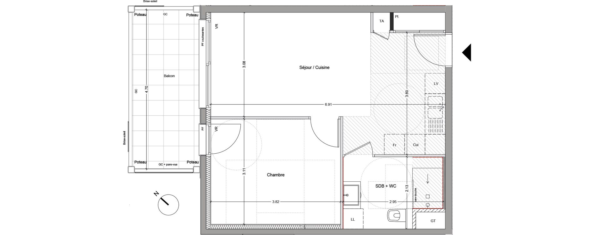 Appartement T2 de 41,78 m2 &agrave; Argel&egrave;s-Sur-Mer Centre