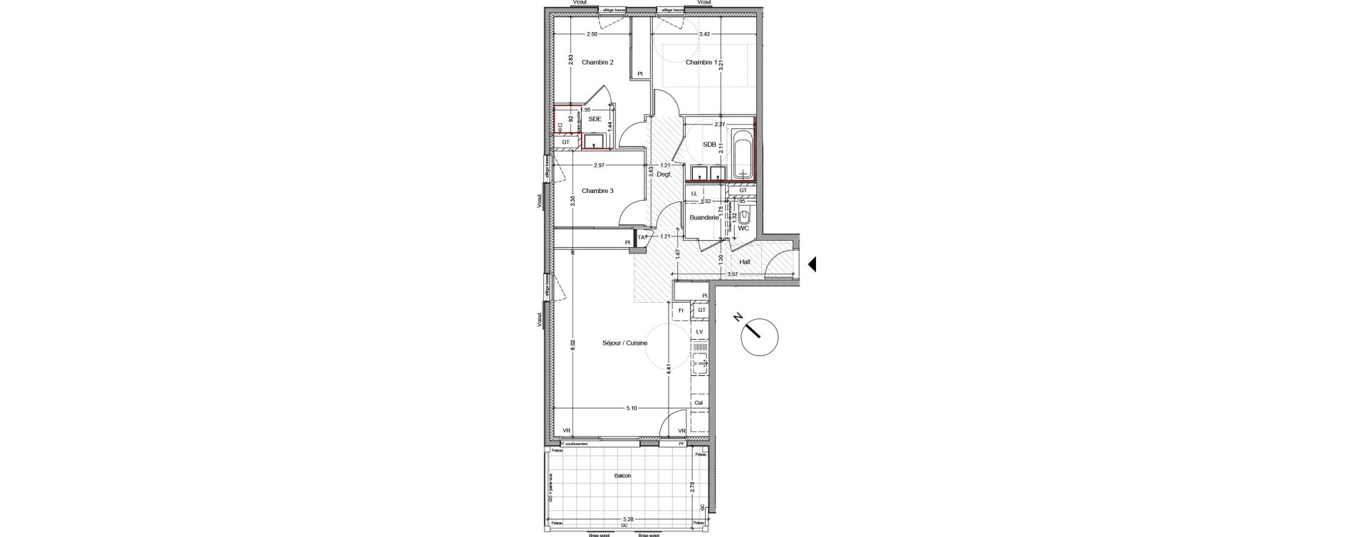 Appartement T4 de 80,71 m2 &agrave; Argel&egrave;s-Sur-Mer Centre