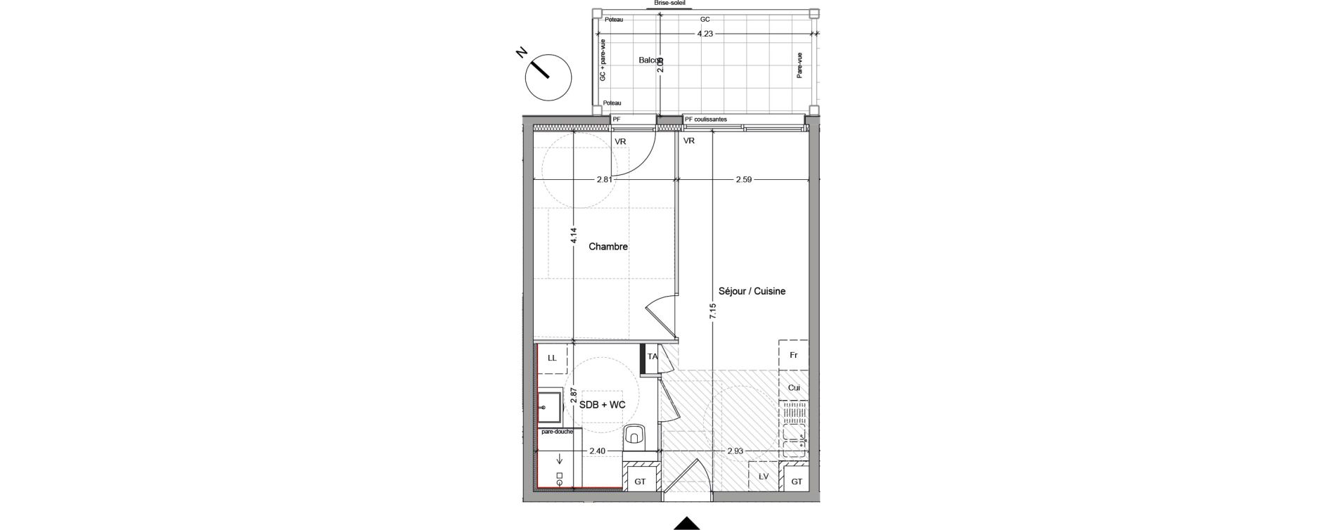 Appartement T2 de 37,10 m2 &agrave; Argel&egrave;s-Sur-Mer Centre