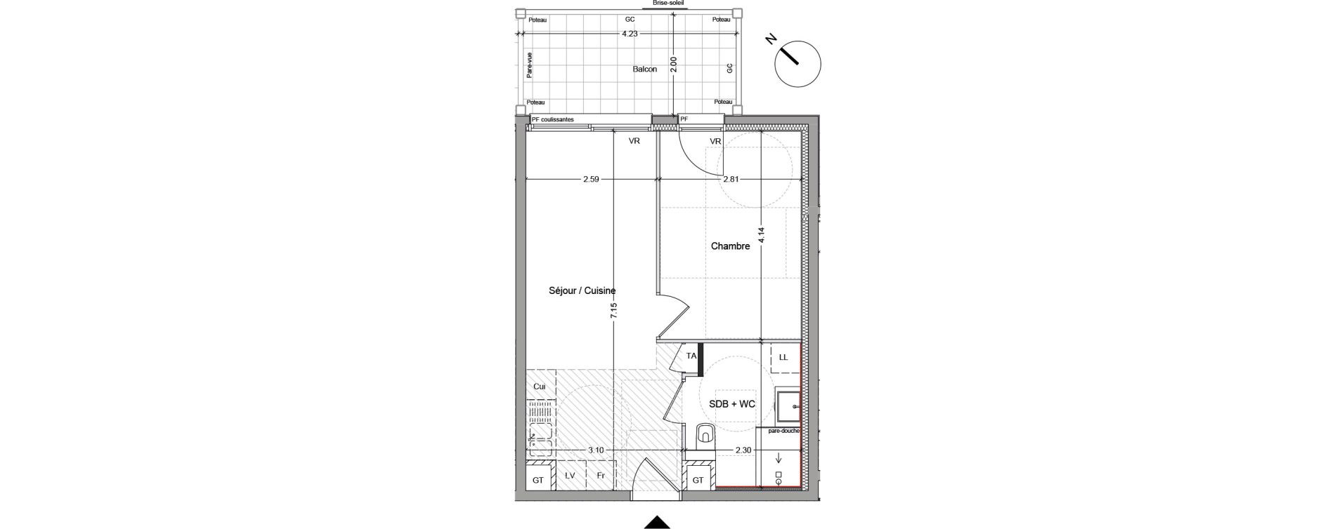Appartement T2 de 37,37 m2 &agrave; Argel&egrave;s-Sur-Mer Centre
