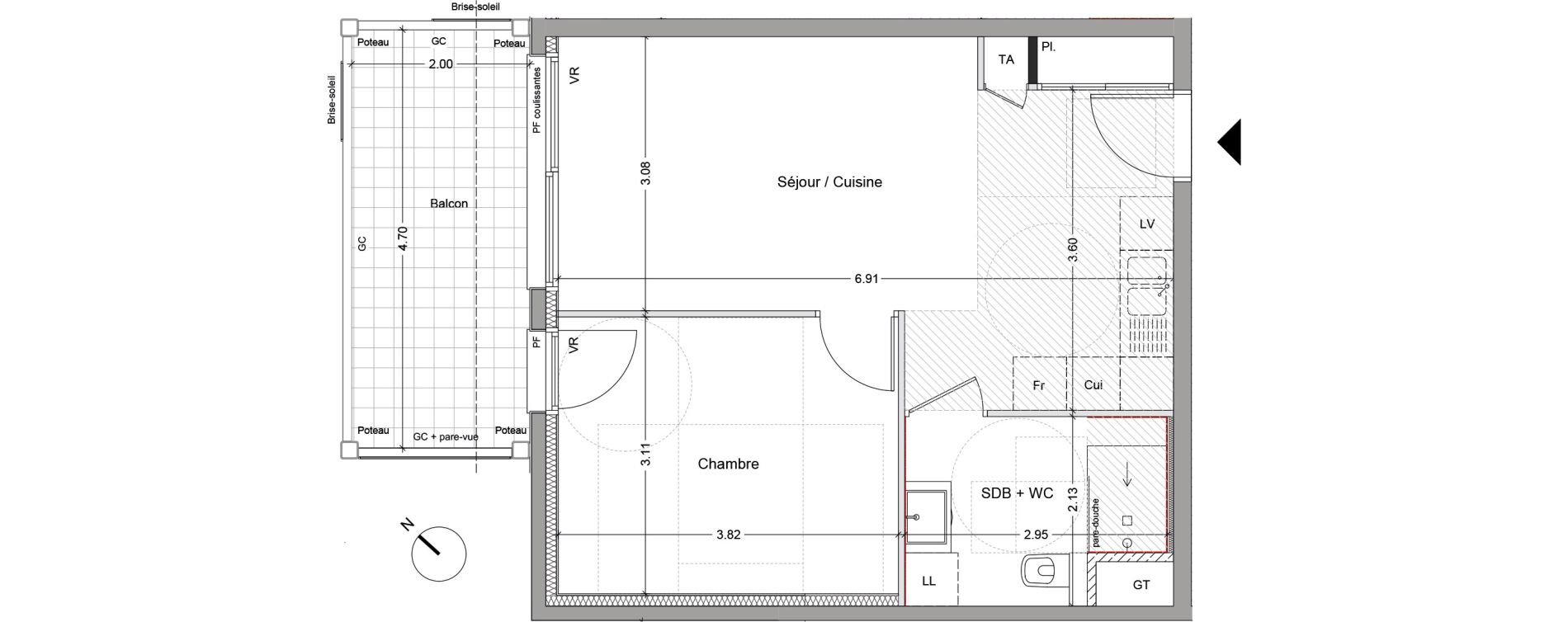 Appartement T2 de 41,78 m2 &agrave; Argel&egrave;s-Sur-Mer Centre