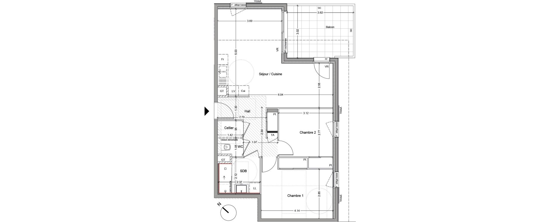 Appartement T3 de 64,39 m2 &agrave; Argel&egrave;s-Sur-Mer Centre