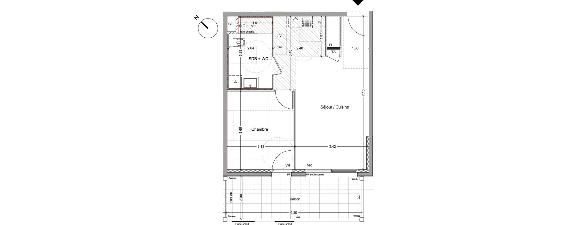 Appartement T2 de 45,04 m2 &agrave; Argel&egrave;s-Sur-Mer Centre