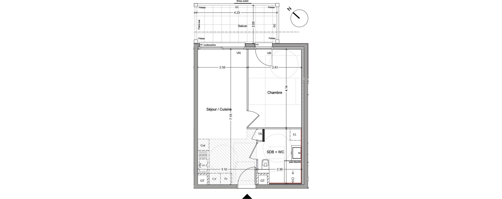 Appartement T2 de 37,37 m2 &agrave; Argel&egrave;s-Sur-Mer Centre