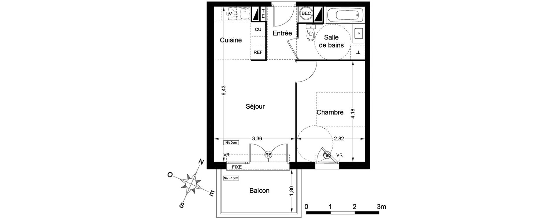 Appartement T2 de 38,80 m2 &agrave; Argel&egrave;s-Sur-Mer Centre