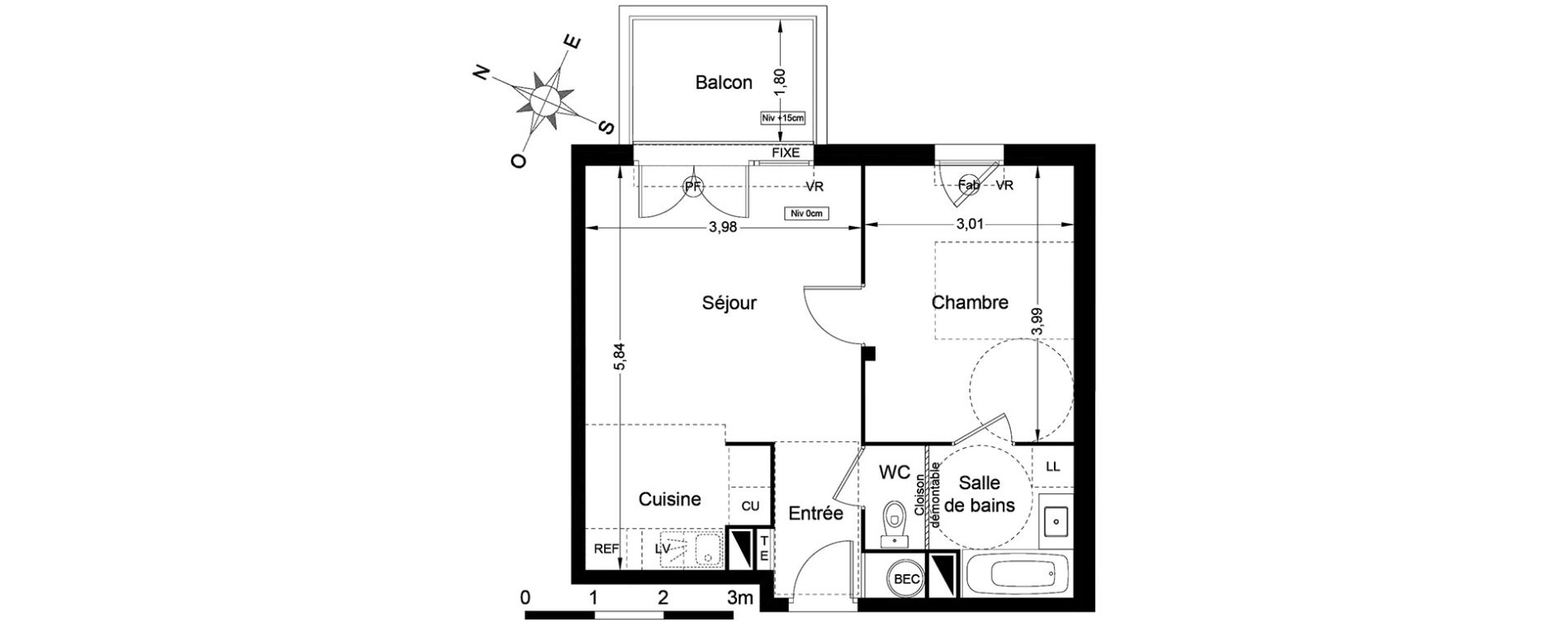 Appartement T2 de 41,50 m2 &agrave; Argel&egrave;s-Sur-Mer Centre