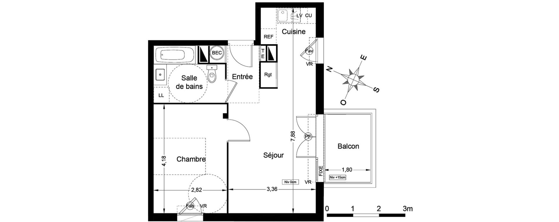 Appartement T2 de 41,90 m2 &agrave; Argel&egrave;s-Sur-Mer Centre