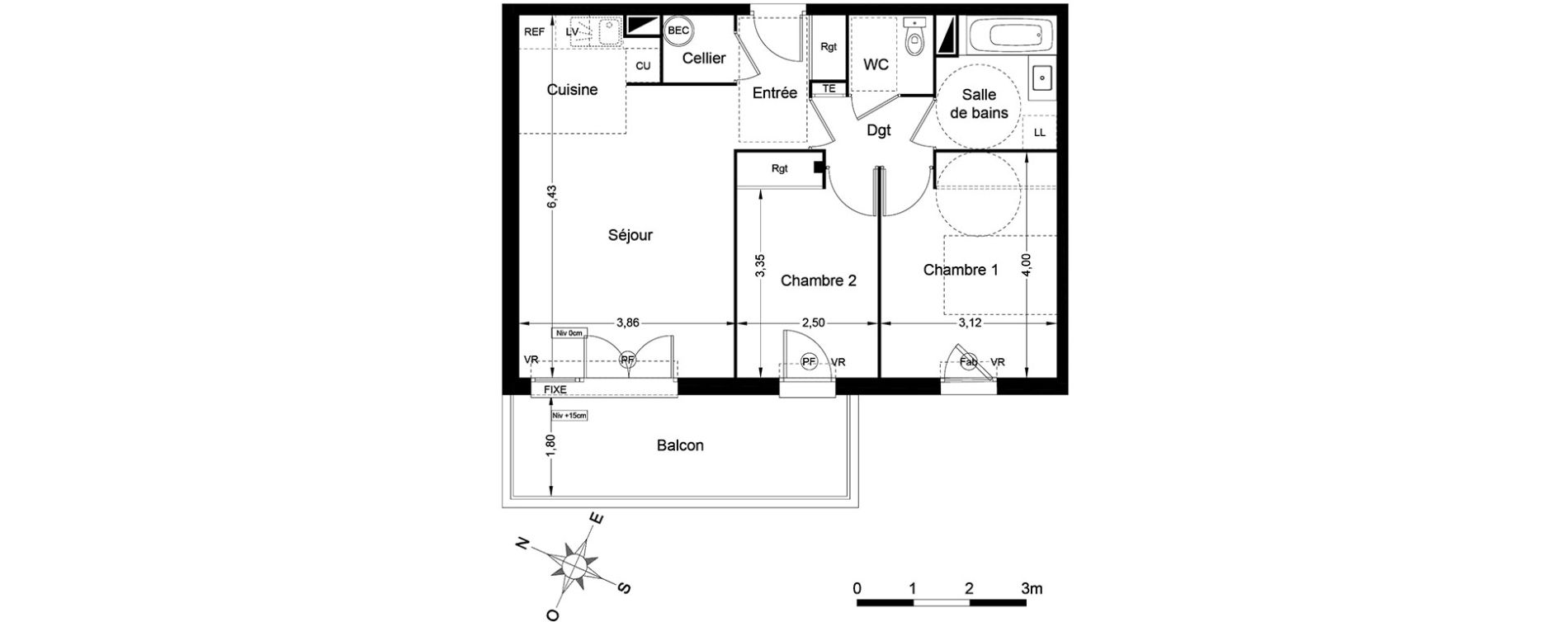 Appartement T3 de 59,25 m2 &agrave; Argel&egrave;s-Sur-Mer Centre