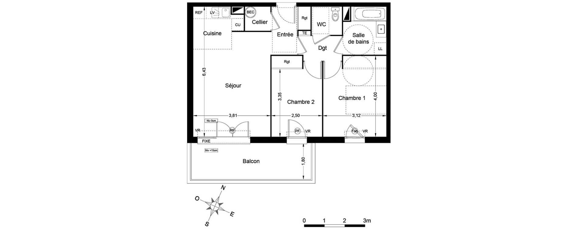 Appartement T3 de 59,25 m2 &agrave; Argel&egrave;s-Sur-Mer Centre