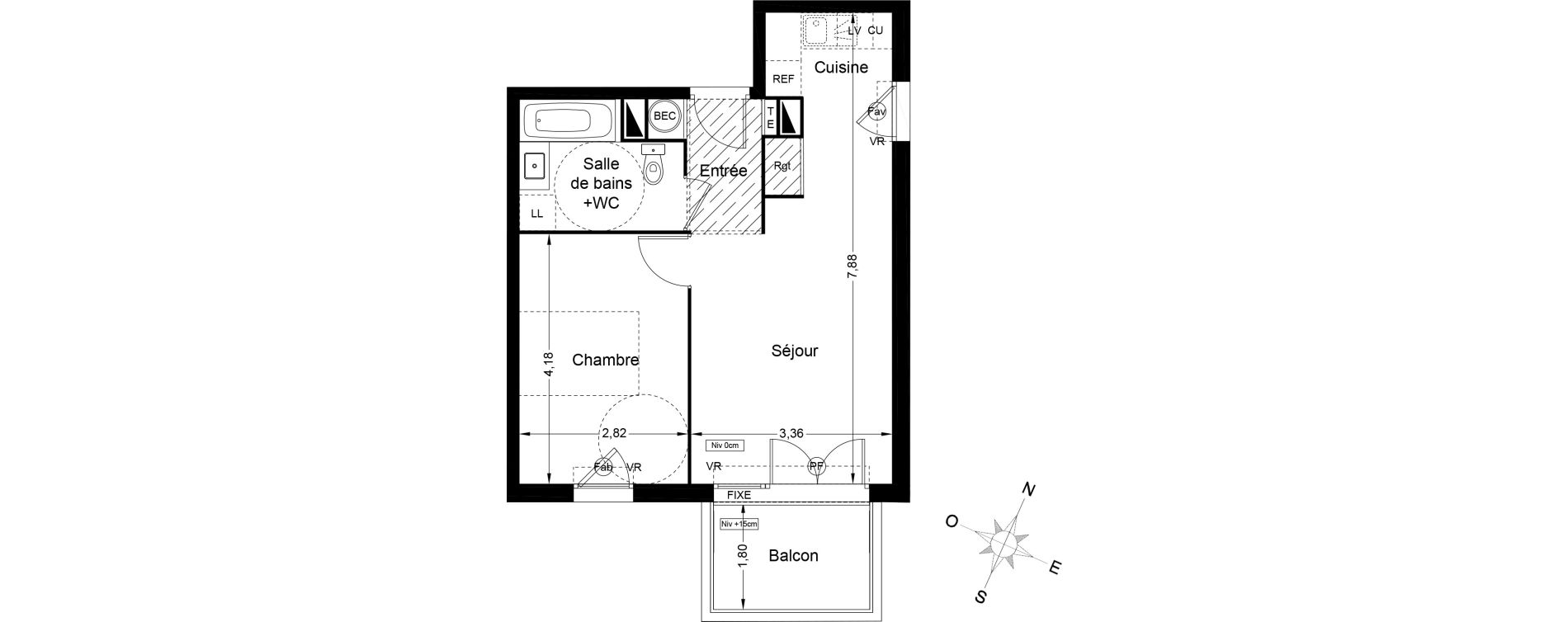 Appartement T2 de 41,90 m2 &agrave; Argel&egrave;s-Sur-Mer Centre