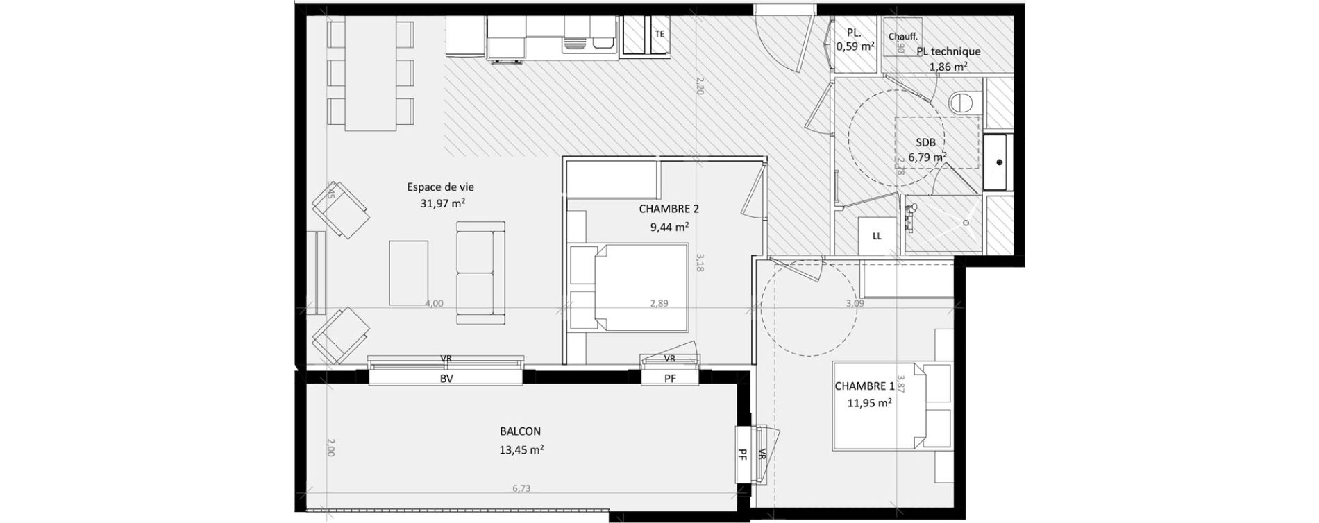 Appartement T3 de 62,60 m2 &agrave; Argel&egrave;s-Sur-Mer Centre