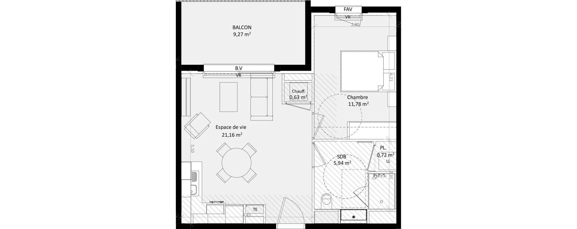 Appartement T2 de 40,23 m2 &agrave; Argel&egrave;s-Sur-Mer Centre