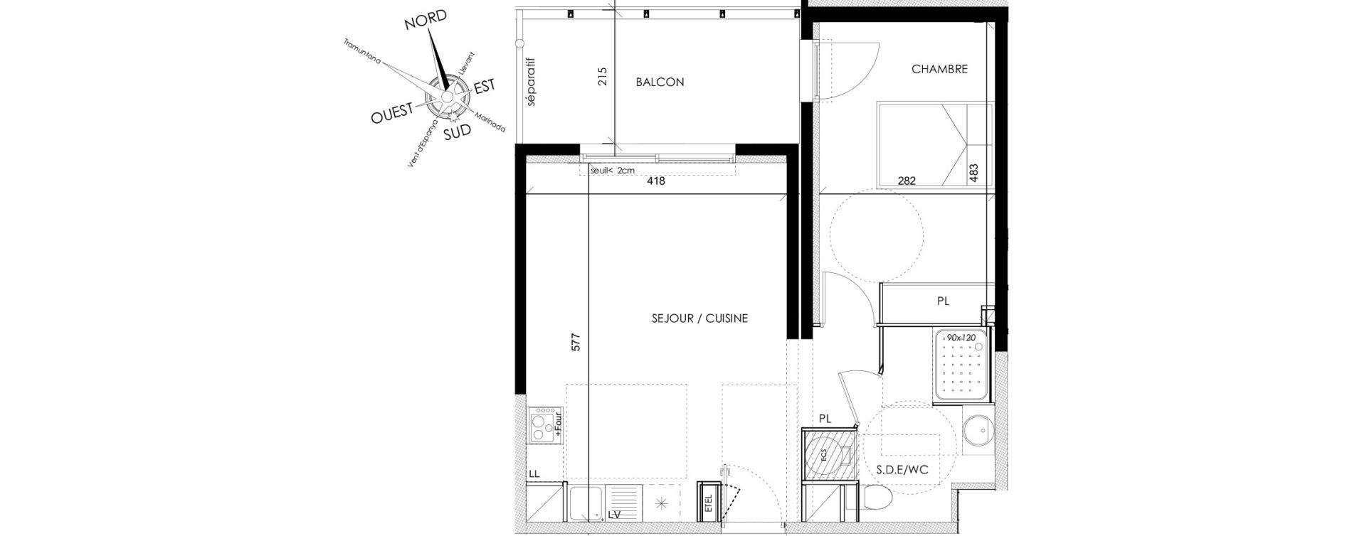 Appartement T2 de 46,00 m2 &agrave; Canet-En-Roussillon Port aliz&eacute;s