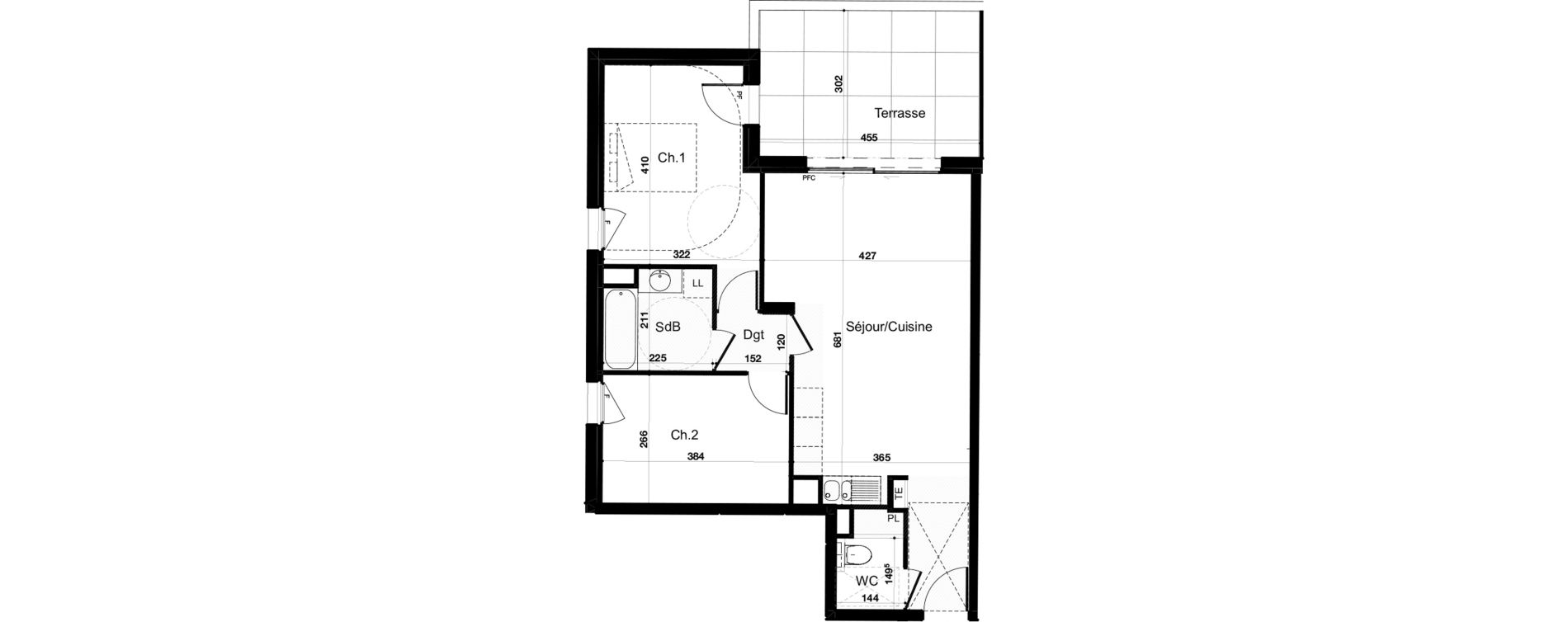 Appartement T3 de 61,15 m2 &agrave; Canet-En-Roussillon Les r&eacute;gals