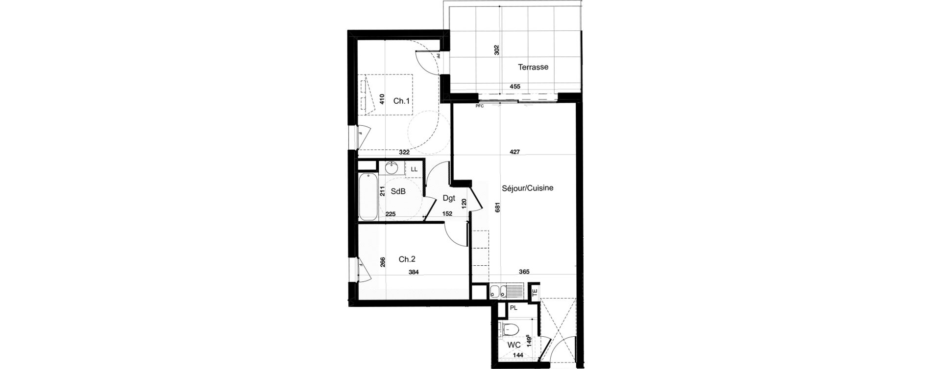 Appartement T3 de 61,15 m2 &agrave; Canet-En-Roussillon Les r&eacute;gals