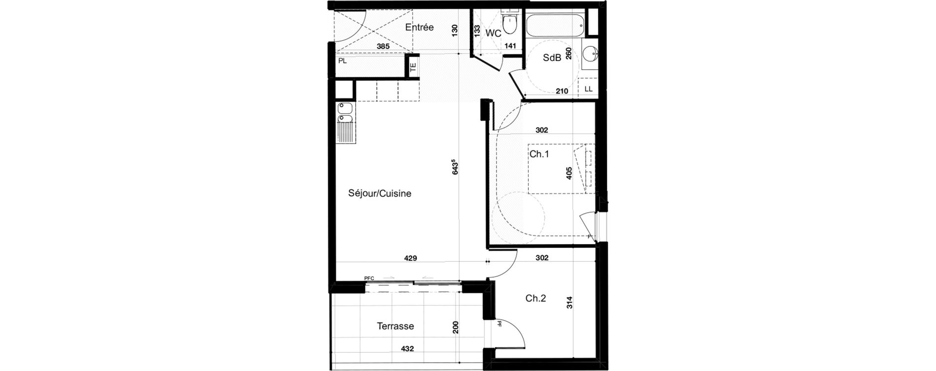 Appartement T3 de 61,30 m2 &agrave; Canet-En-Roussillon Les r&eacute;gals