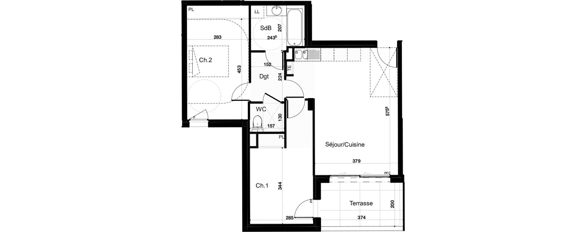 Appartement T3 de 62,37 m2 &agrave; Canet-En-Roussillon Les r&eacute;gals