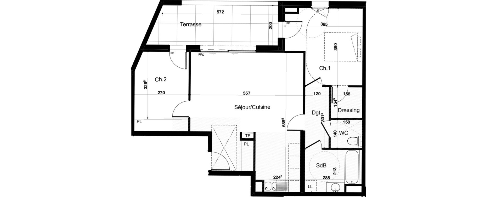 Appartement T3 de 68,95 m2 &agrave; Canet-En-Roussillon Les r&eacute;gals