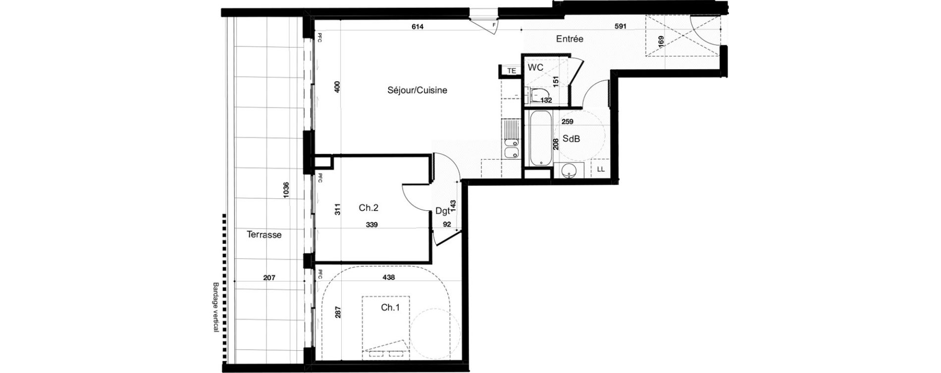 Appartement T3 de 68,81 m2 &agrave; Canet-En-Roussillon Les r&eacute;gals