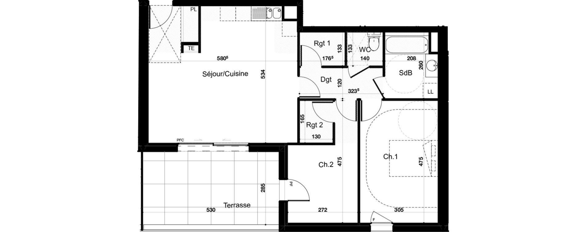 Appartement T3 de 69,56 m2 &agrave; Canet-En-Roussillon Les r&eacute;gals