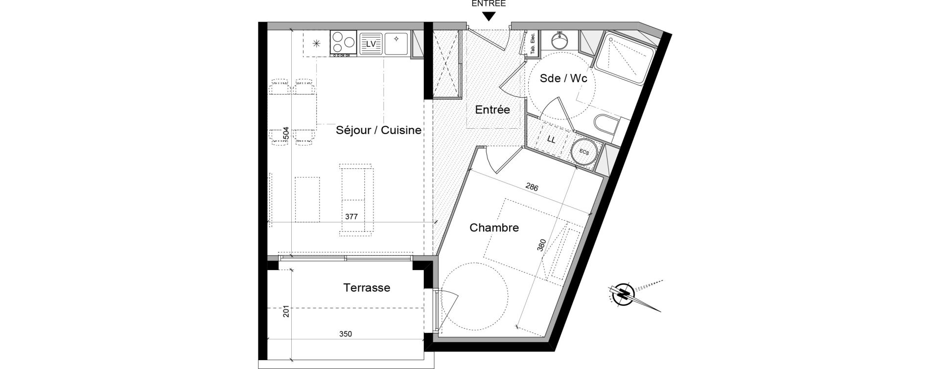Appartement T2 de 43,00 m2 à Canet-En-Roussillon Port alizés