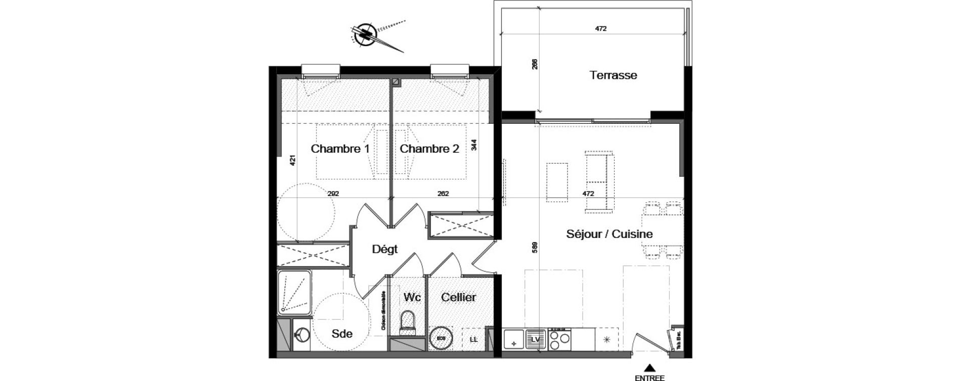 Appartement T3 de 65,00 m2 à Canet-En-Roussillon Port alizés