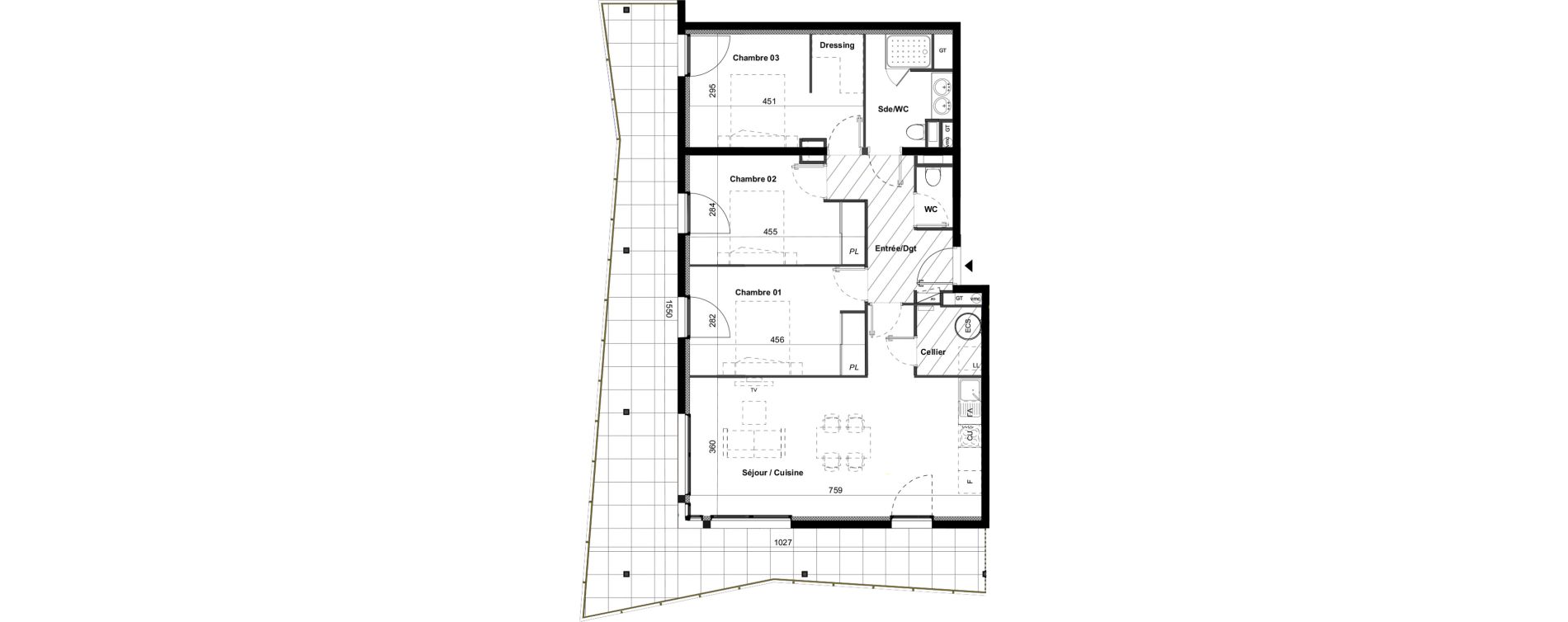 Appartement T4 de 84,50 m2 &agrave; C&eacute;ret Centre